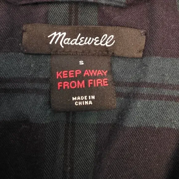 Madewell Women's Green Plaid Flannel Pajamas SZ Small - Picture 3 of 8